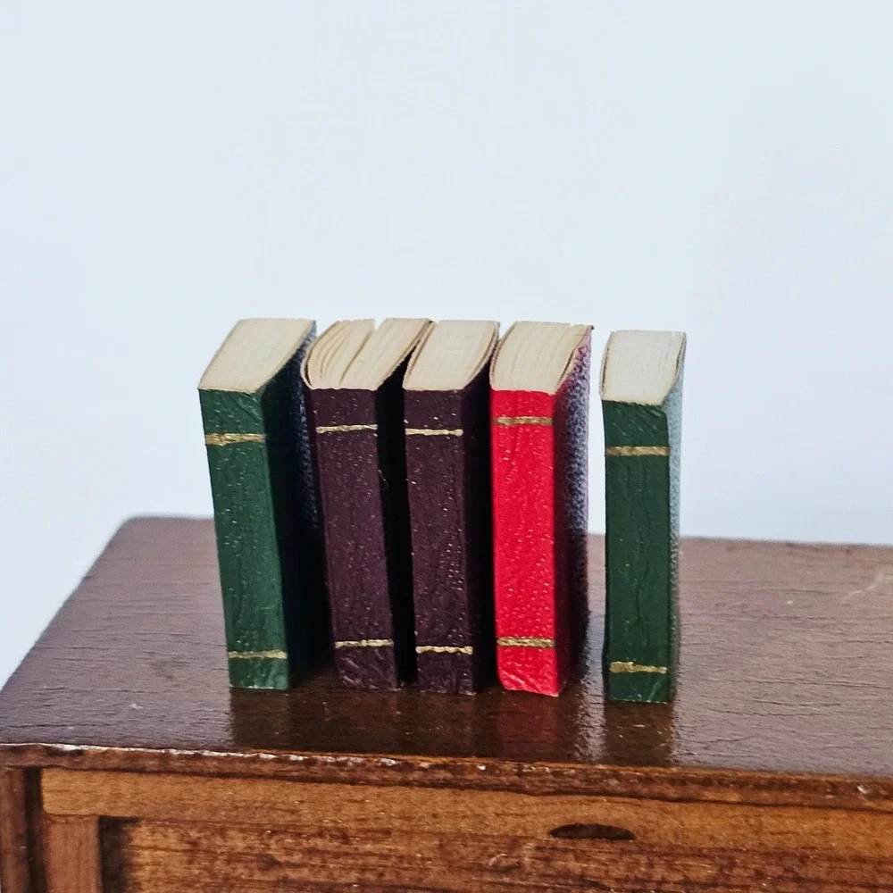 Vintage Dollhouse Miniature Accessories Books Cloche Tray Flower Basket 1:12 Set